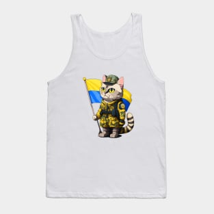 Cat Ukrainian Soldier Tank Top